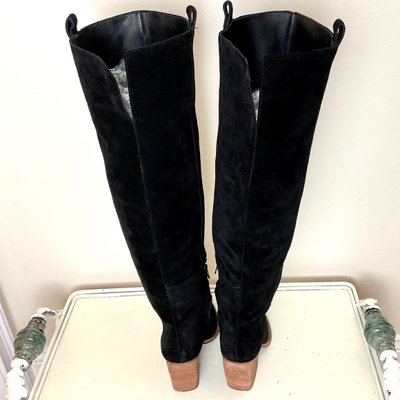 Gianni Bini Barrine Black Suede Side Zip Over the Knee Block Heel Boot size 8.5M - Picture 3 of 16